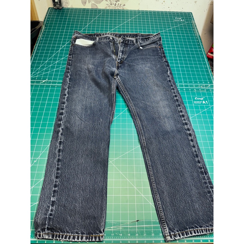Levis 505 Regular Fit Straight Leg Jeans Dark Wash Mens 38x30 Blue Denim